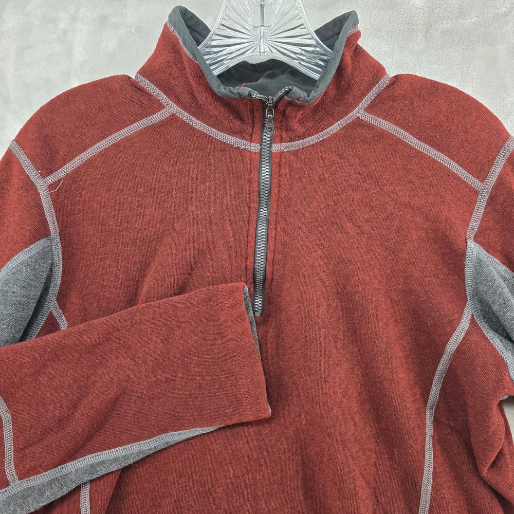 Kuhl Kashmira 1/4‎ Zip Pullover Men Small Red Grey Fleece Sweater Jacket